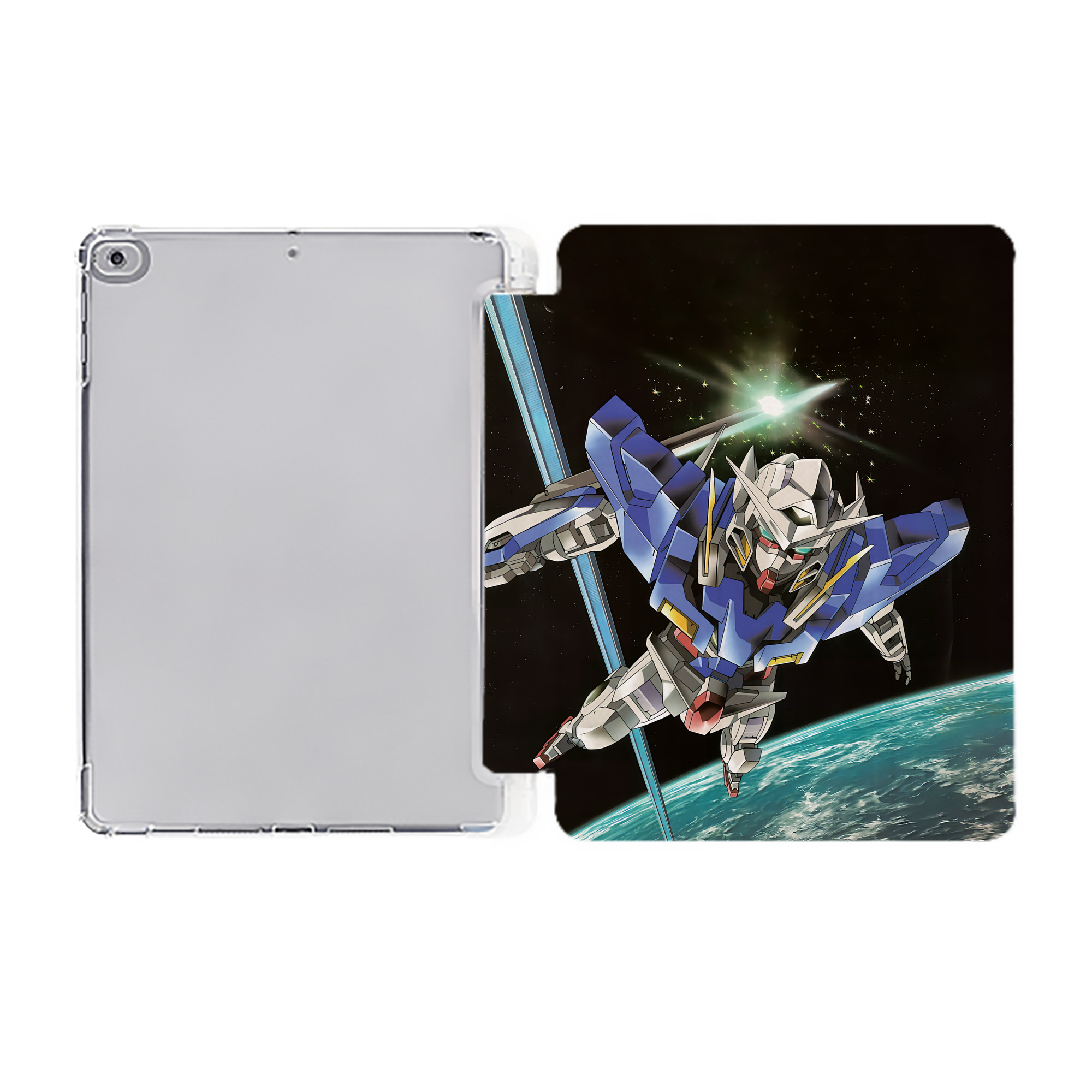 （画像用） 機動戦士ガンダム Mobile Suit Gundam IPad ケース ペン収納付き 三つ折りスタンド PUレザー×シリコン 対応機種9.5/10.5/10.9インチ